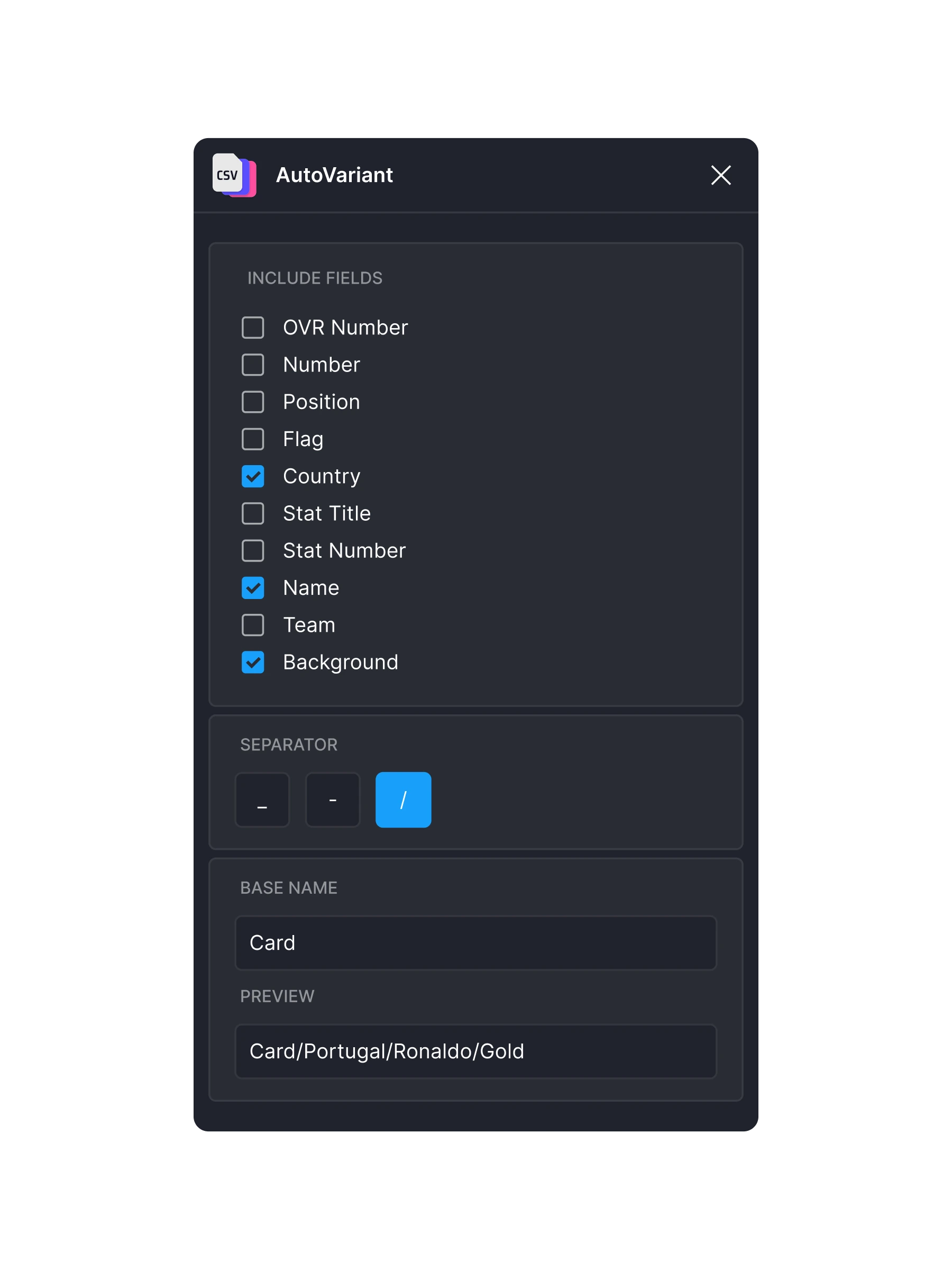 Step 05 — Set export naming